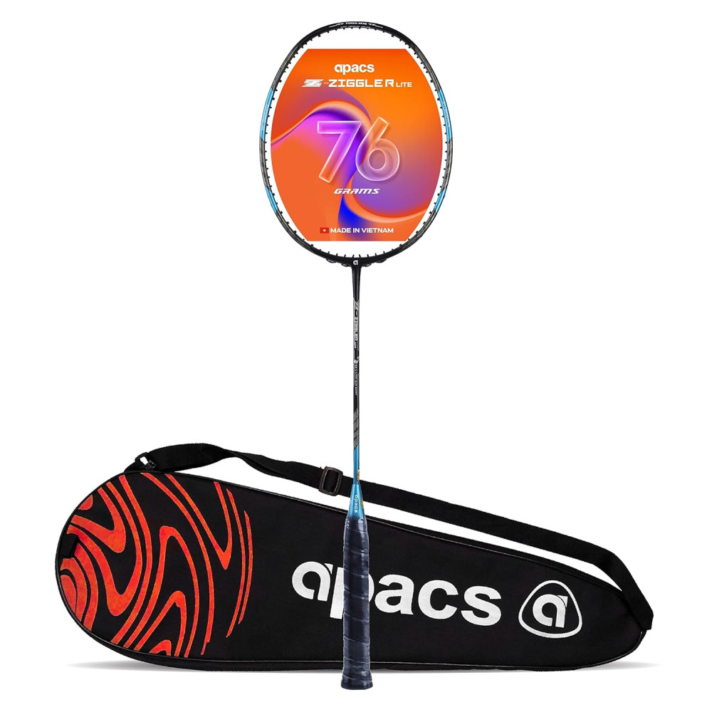 Apacs Z-Ziggler Lite (76g, 33 LBS) Unstrung Badminton Racquet with Full Cover (Black/Blue)
