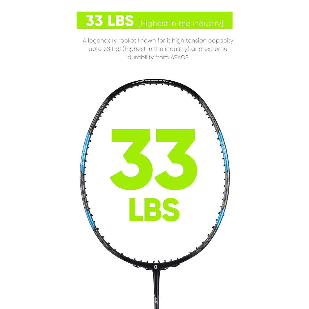 Apacs Z-Ziggler Lite (76g, 33 LBS) Unstrung Badminton Racquet with Full Cover (Black/Blue)