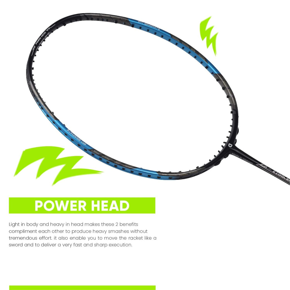 Apacs Z-Ziggler Lite (76g, 33 LBS) Unstrung Badminton Racquet with Full Cover (Black/Blue)