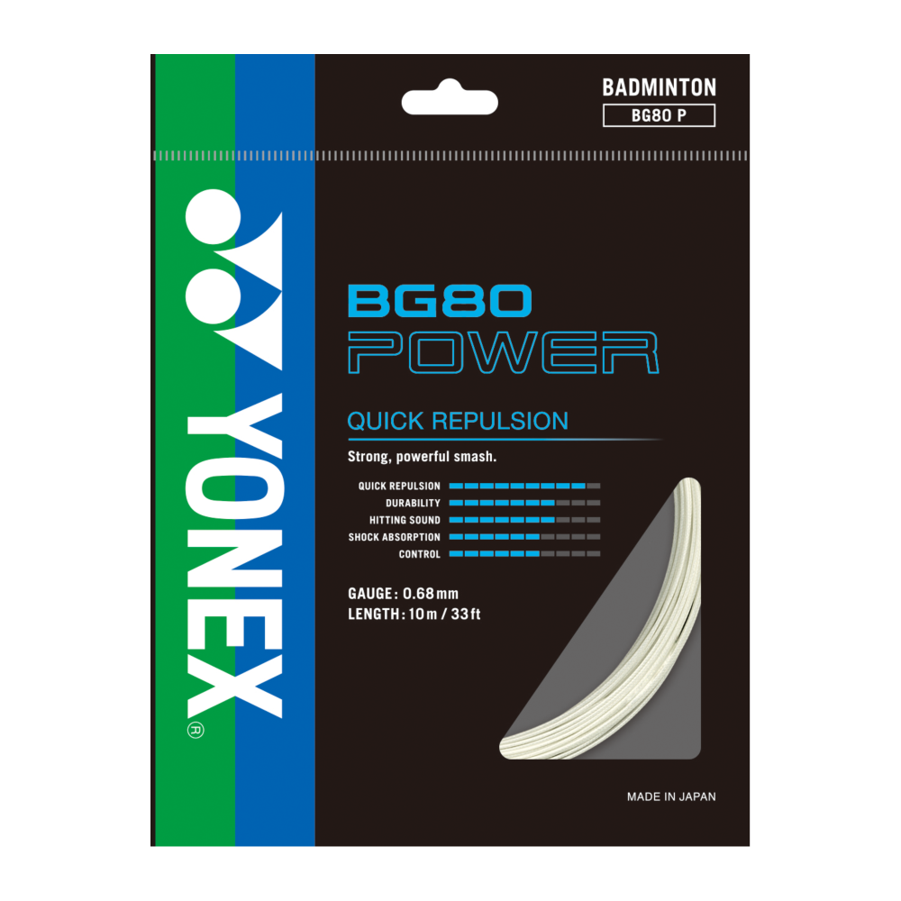 Yonex BG 80 Power Badminton String - 0.68 mm Gauge
