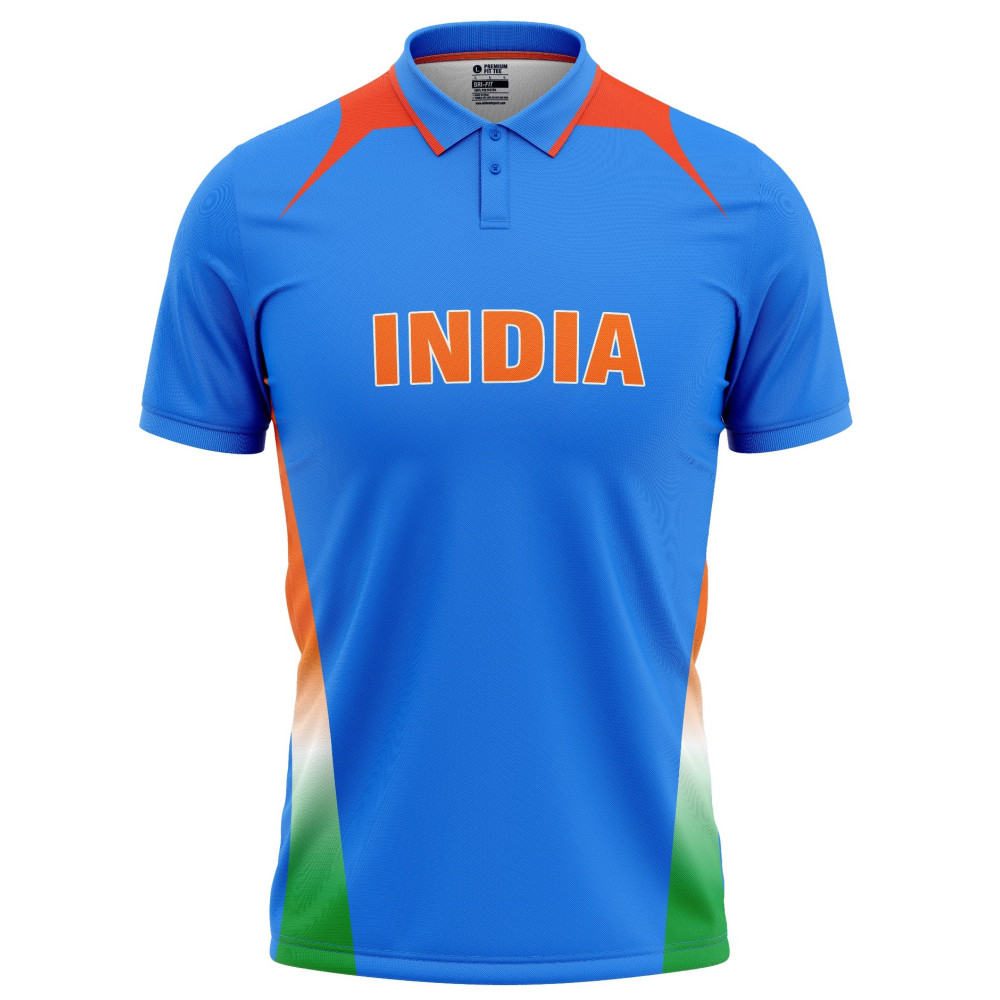 India ICC World Cup 2011 Half Sleeves Cricket Fan Jersey - 100% Dryfit Polyester - With Name Personalization