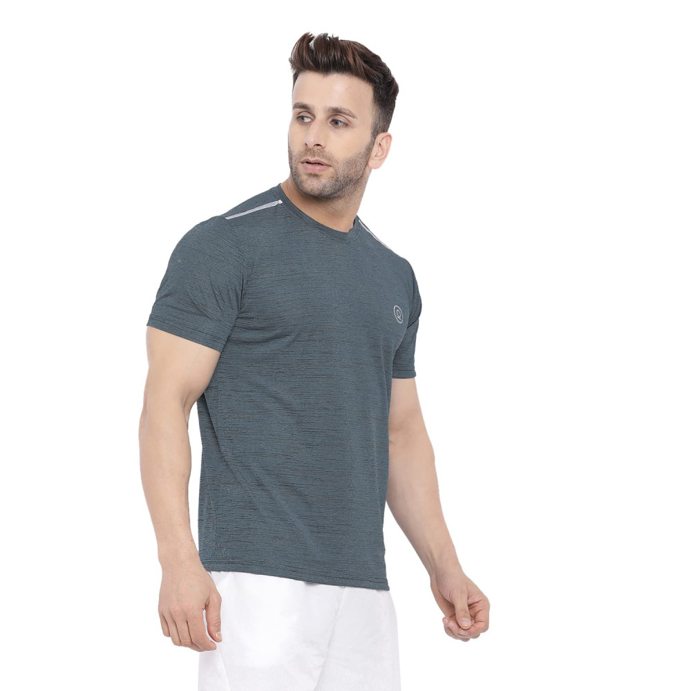 Whitedot FlexFit Round Neck Regular Dry Fit Gym Sports T-Shirt - Light Grey