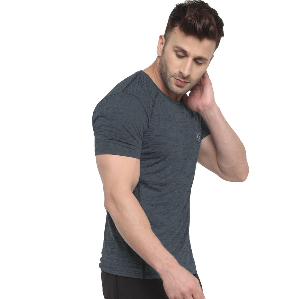Whitedot FlexFit Round Neck Regular Dry Fit Gym Sports T-Shirt - M-Grey