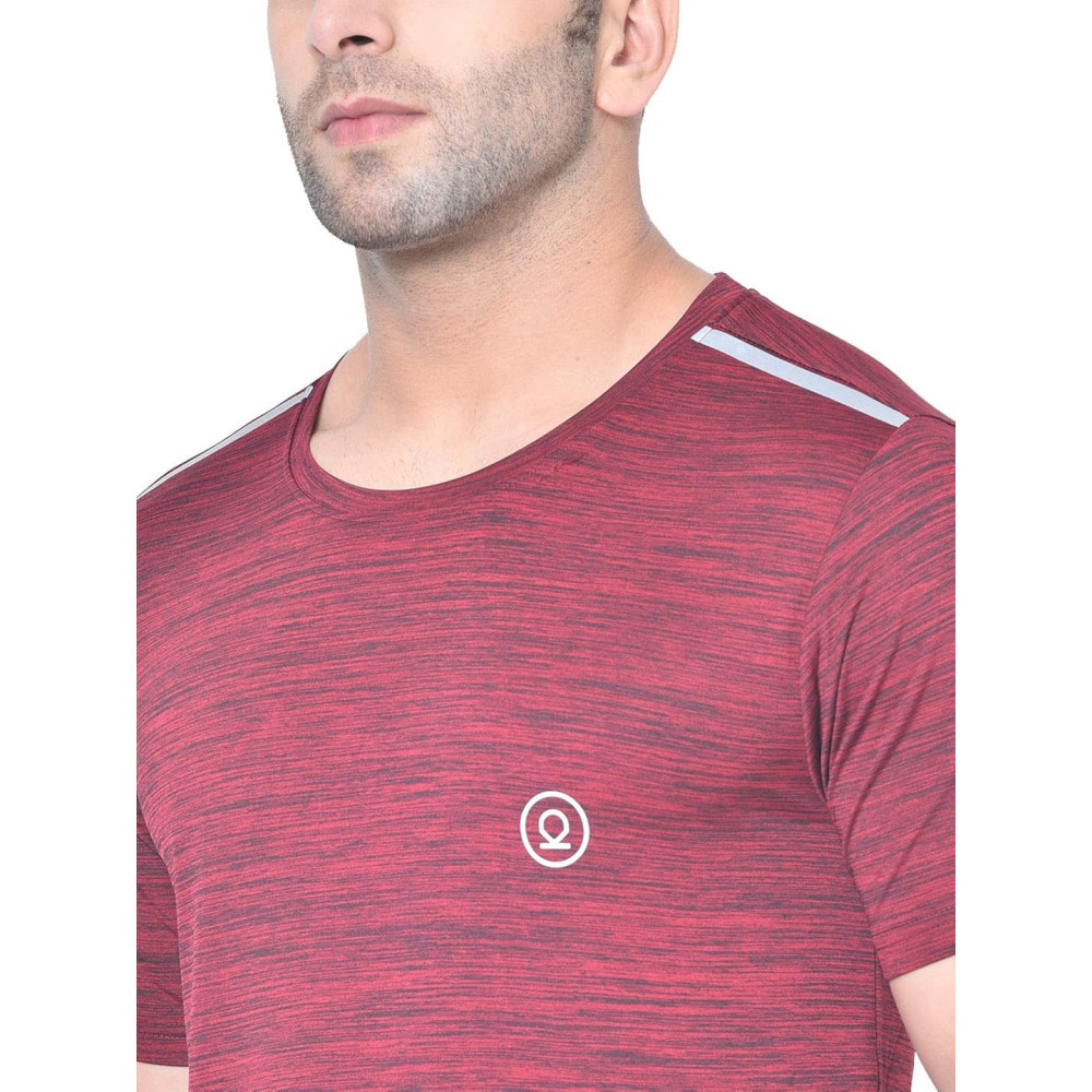Whitedot FlexFit Round Neck Regular Dry Fit Gym Sports T-Shirt - Wine